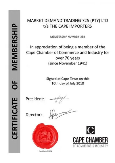 Cape Chamber of Commerce Membership Certificate